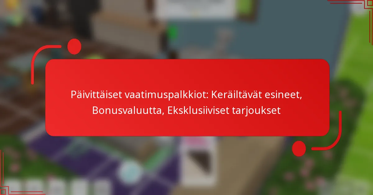 Päivittäiset vaatimuspalkkiot: Keräiltävät esineet, Bonusvaluutta, Eksklusiiviset tarjoukset