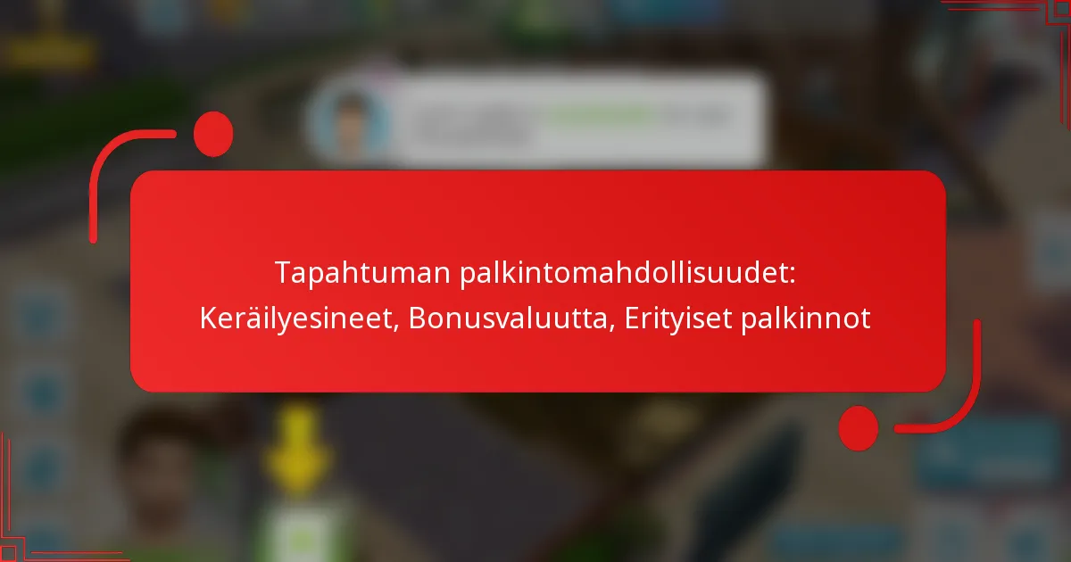 Tapahtuman palkintomahdollisuudet: Keräilyesineet, Bonusvaluutta, Erityiset palkinnot