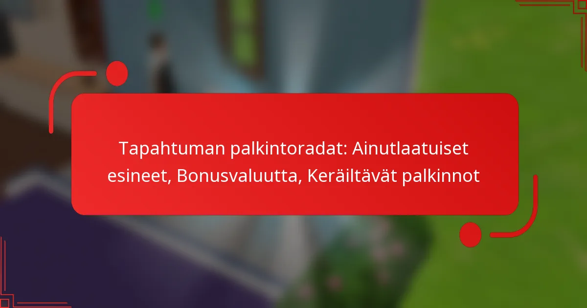 Tapahtuman palkintoradat: Ainutlaatuiset esineet, Bonusvaluutta, Keräiltävät palkinnot