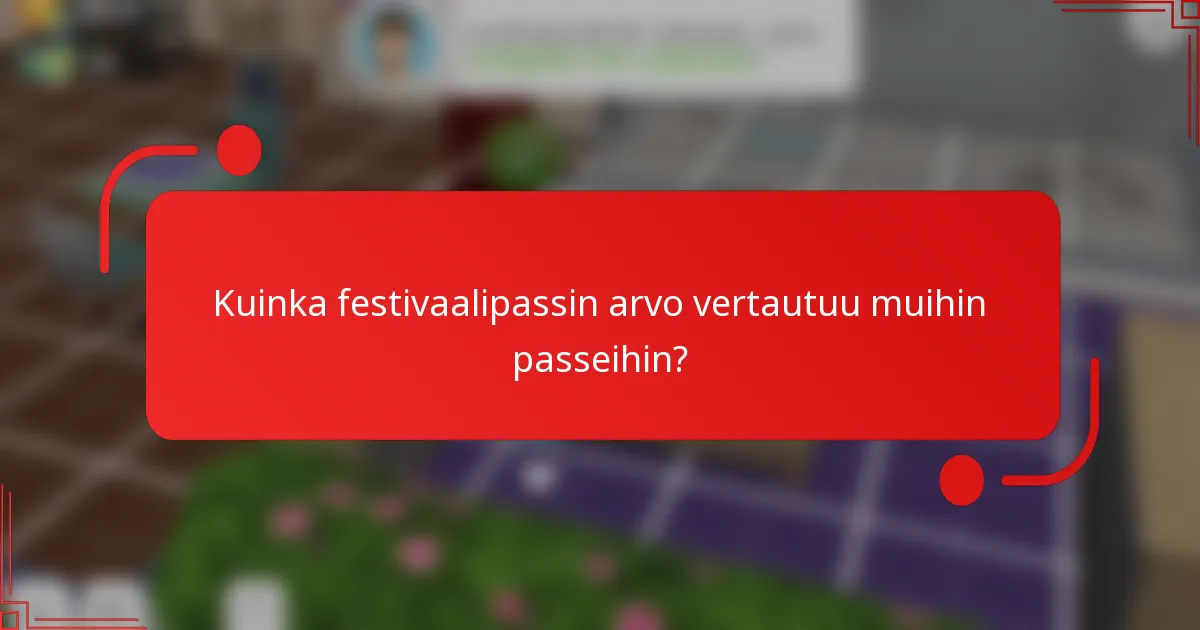 Kuinka festivaalipassin arvo vertautuu muihin passeihin?